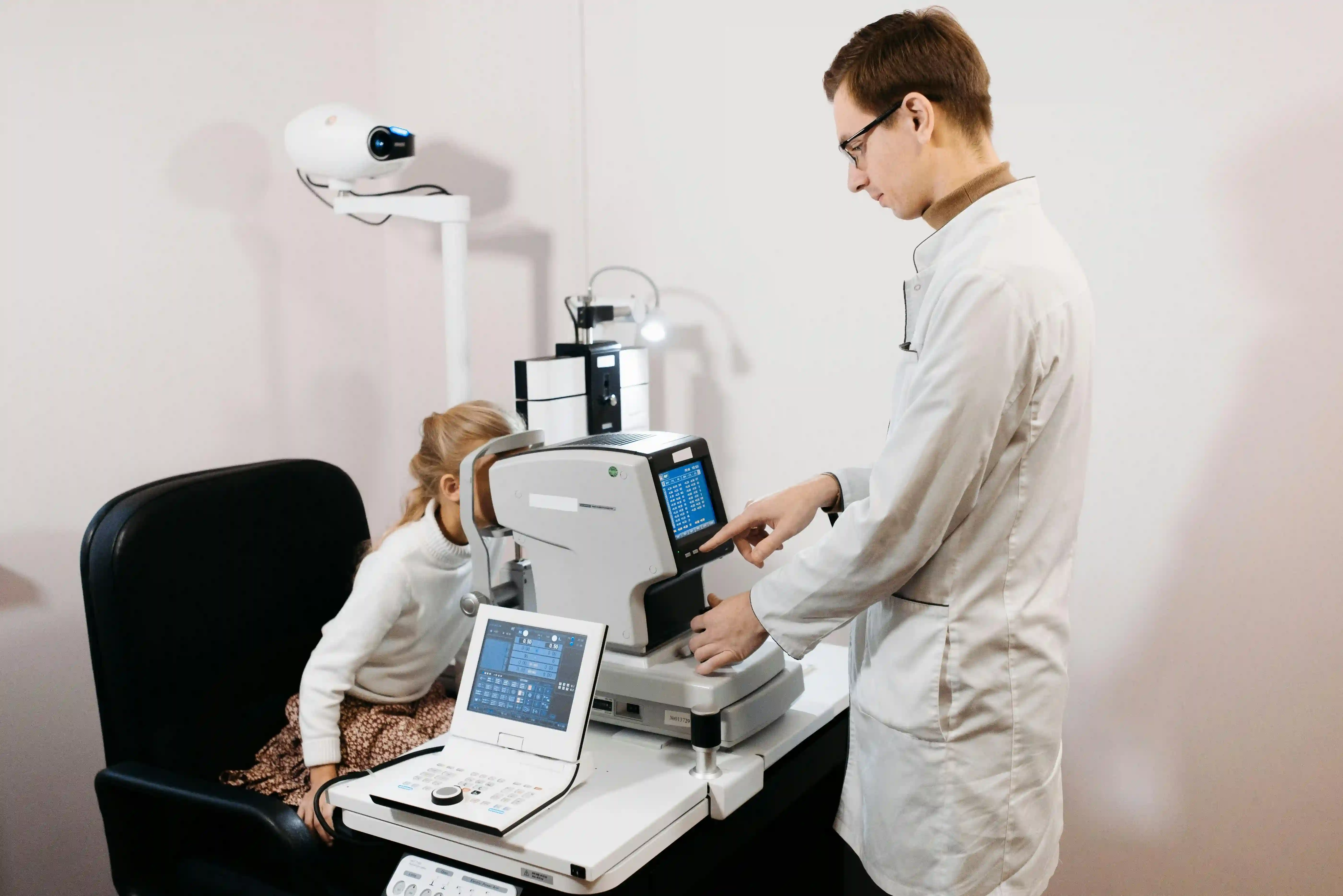 Pediatric Eye Exam with Vision Testing Equipment